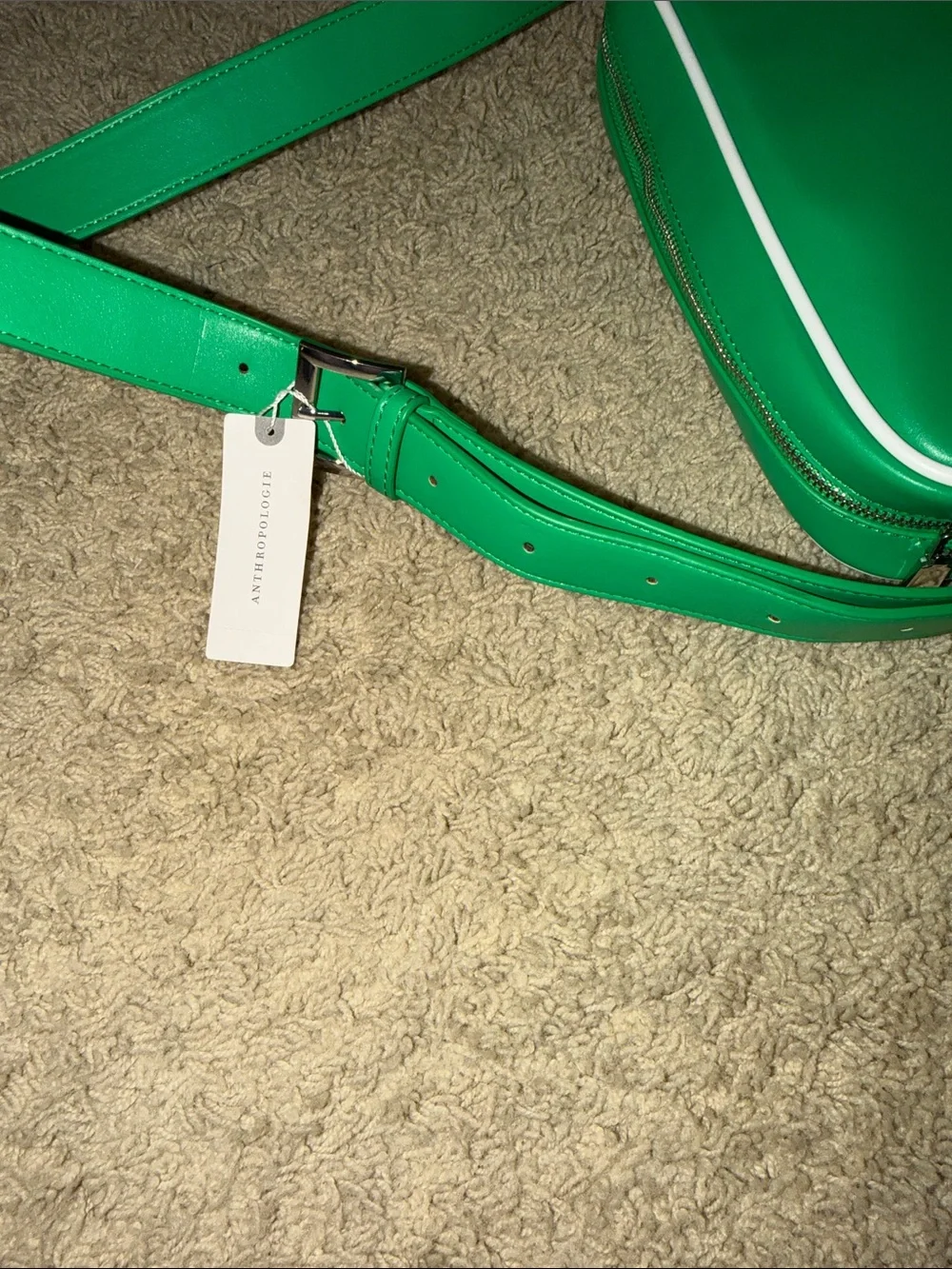 Anthropologie Melie Bianco Green Crossbody with White Piping